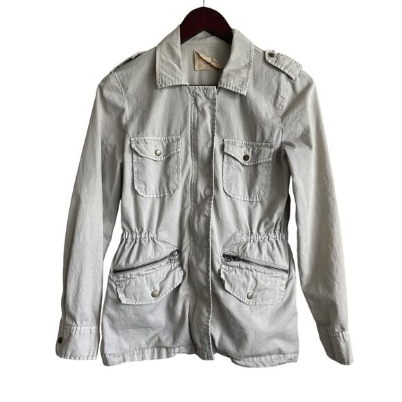 Lily Aldridge Women Jacket S Beige Adjustable Waist Lightweight Utility Gorpcore - Picture 1 of 14